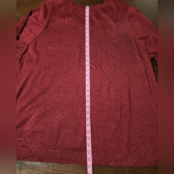 Catherines 5X Burgundy Pullover Sweatshirt Lightweight Glittery 34/36W - Picture 10 of 10